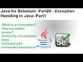 Java for Selenium Part29 Exception Handling in Java Part A