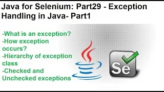 Java for Selenium Part29 Exception Handling in Java Part A