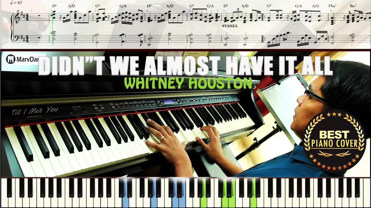 ♪ Didn't We Almost Have It All - Whitney Houston/ Piano Cover Instrumental Tutorial Guide