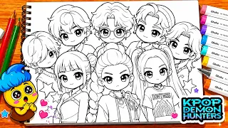 KPop Demon Hunters FanArt Coloring Page - Boys vs Girls Satisfying Coloring Kpop Characters