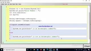 Automorphic Number Program in Java