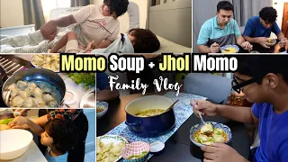 I Tried 2 Momo Soups at Home 😋 | 🍜 Jhol Momo & Chicken Momo Soup | Family Vlog