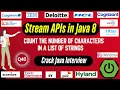 Java 8 Stream API Interview Questions Count Number of Characters in a List of Strings using Stream