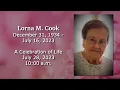 Friday July 28 2023 - Lorna Cook Memorial Service