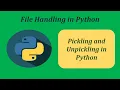 Pickling Unpickling in Python picking unpickling What is pickling unpickling
