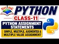 Python Assignment Statements Simple Multiple Augmented Multiple Value Assignment Chapter-4