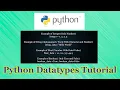 Python Datatypes Tutorial Part 2