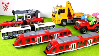 Download Train, tram, bus, police car, tow truck, toy vehicles MP3