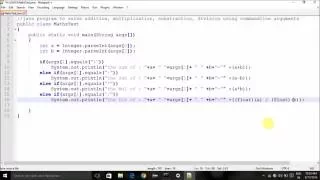 Java program to perform arthemetic operation using command line arguments