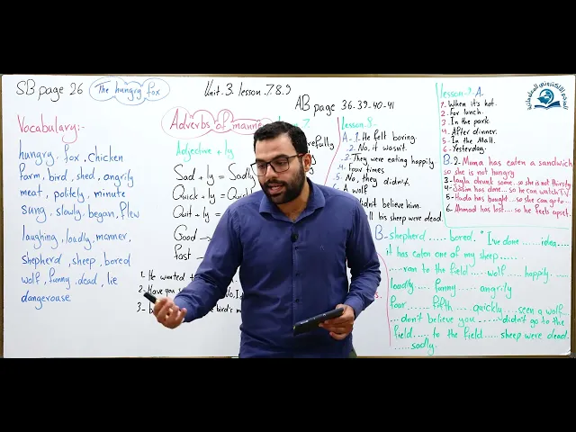 ⁣مادة اللغة الإنكليزية : للصف الاول المتوسط : الوحدة الثالثة: الدرس السابع و الثامن و التاسع