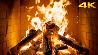 🔥 The MOST Calming FIREPLACE (12 Hours) with REAL Crackling FIRE and Glowing LOGS for Spa Ambience