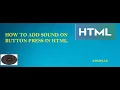 Click sound On Button Press in Html HTML Sound On Button Press