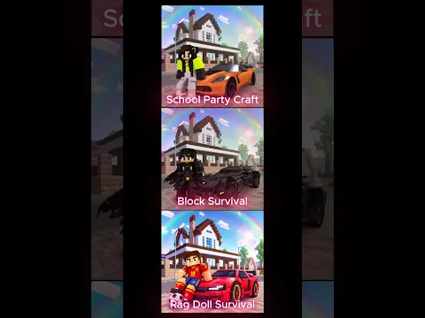 School Party Craft VS Block Survival VS Ragdoll Survival #gamevsgame