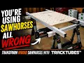 Transform Ridgid Sawhorses into a Precision Workstation TRACKTUBES
