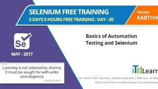 Selenium Free Training Day 5 5 Days 5 Hours Free Training on basics of Automation Testing and Sel