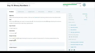Hackerrank 30 days of code Java 8 Solution Day 10 Binary Numbers