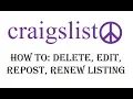 Craigslist How to Delete Post - Edit Renew Repost Ad Listing on Craigslist