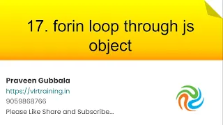 For in loop through js object Javascript Foundation Training s In telugu 17