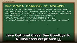 Java Optional Class NO MORE NullPointerExceptions Master Java Null-Safety 2024