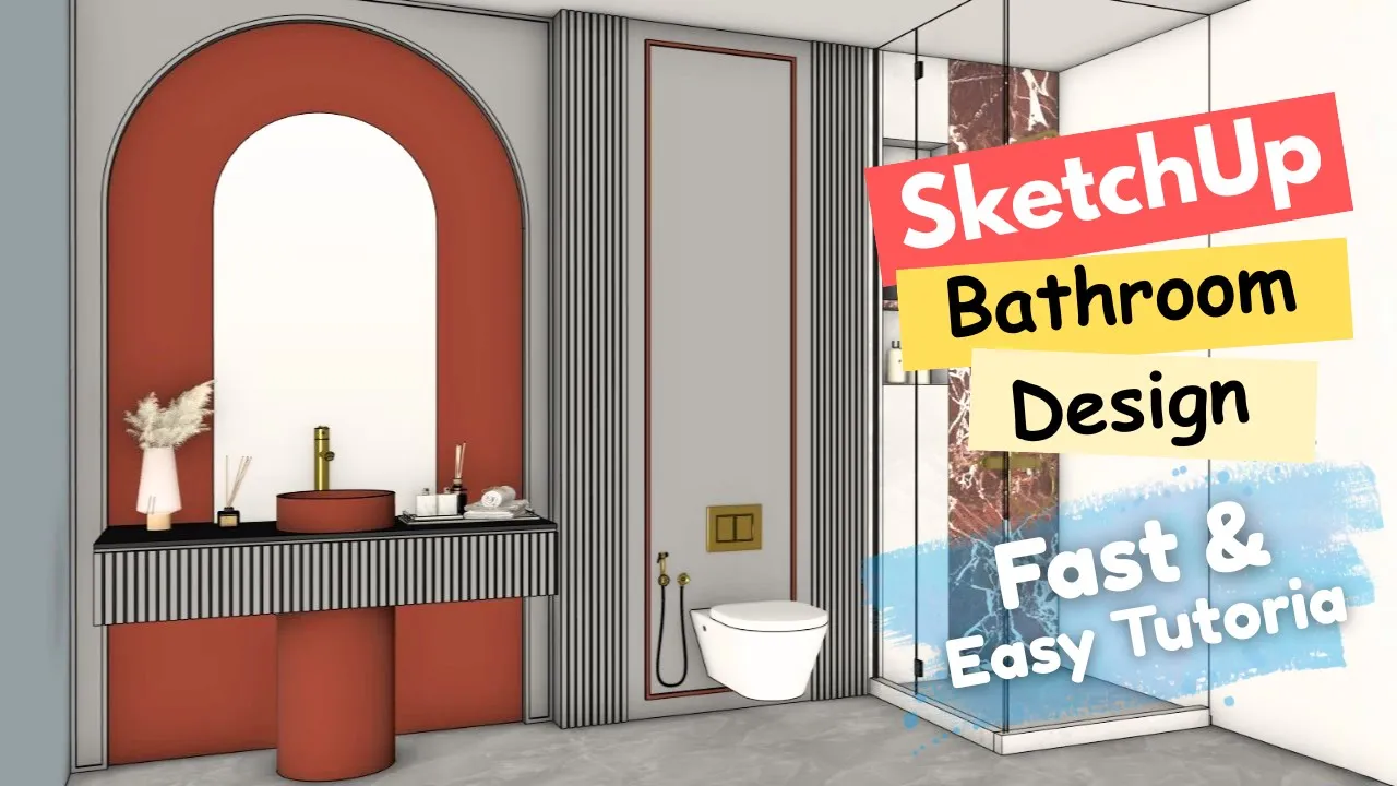 Modern bathroom design tutorial video thumbnail