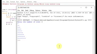 Python using While Loop nested loop-Number Pattern Program