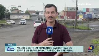 Trabalhos para retirar trem descarrilado em Criciúma são concluídos