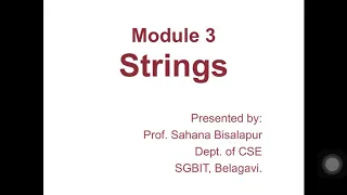 CPS 18CPS23 - Module 3 Strings