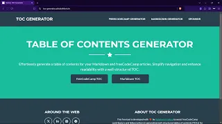 Table of Contents Generator FreeCodeCamp Markdown Writers