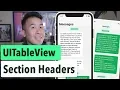 Swift Grouped Messages UITableView Section Date Headers Ep 3
