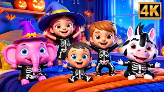 Five Little Skeletons Jumping on the Bed | Halloween Nursery Rhyme
