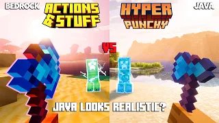 ACTIONS AND STUFF Bedrock vs HYPER PUNCHY Java COMPARISON minecraft mod