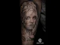 Realisitc Viking woman warrior tattoo by Boun Cang - 2021