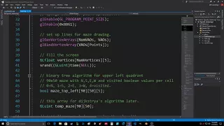 OpenGL Particle System Maze Generation and Coloring Binary Tree Algorithm Part 1