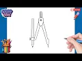 How to draw Compass Pencil - School Supplies Drawing
