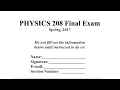 TAMU PHYS 207 Final Exam 2017 Solutions