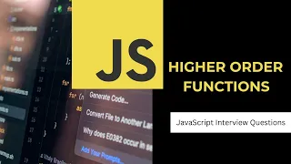 Higher Order Functions in JavaScript JavaScript Interview Question Simple Tutorial