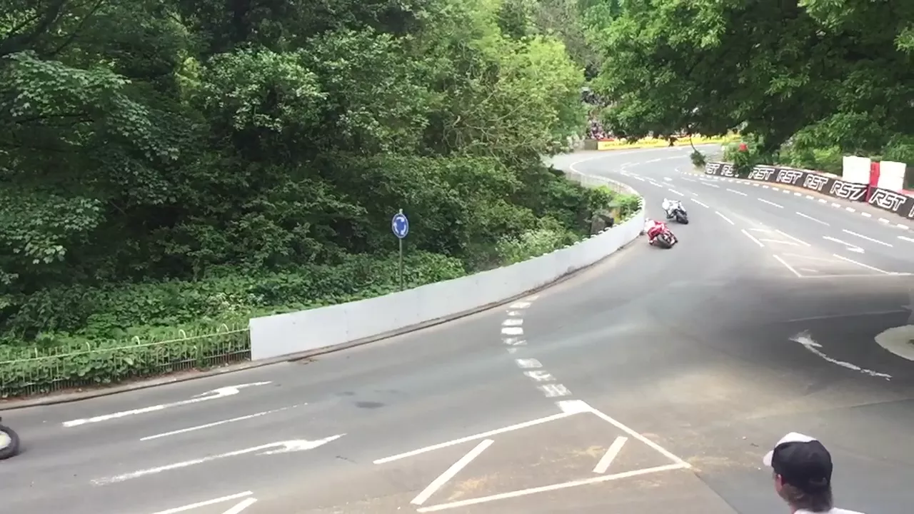 Isle of Man TT 2016 RST Super Bike Race, Slow-Mo of Top 3 all at Bradden Bridge Together!