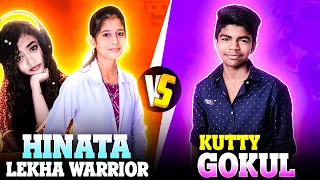 💥Kutty Gokul Vs Hinata & Lekha|| 1 Vs 2 Only one tap Challenge || Free Fire India