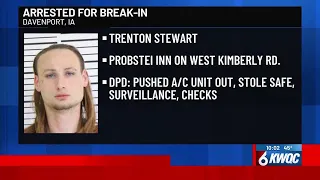 Trenton Stewart of Davenport charged with forging checks stolen during break-in