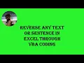 Reverse a string through VBA coding