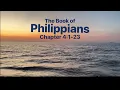 Philippians 4 NLT New Living Translation 1-23 with text sunset hour ocean background