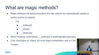 PHP Object injection - Datto sponsor tech talk