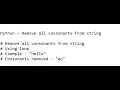 Python - Remove all consonants from string