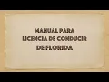 manual para licencia de conducir de florida