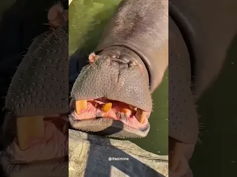 Hippo SURPRISED With tiny Grapes 🍇 #shortvideo