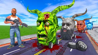 Franklin vs All Devil Head Cars - INDIAN BIKES DRIVING 3D