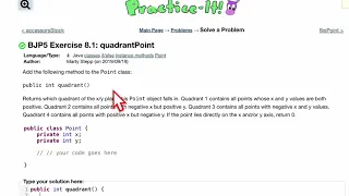 Java Practice It Exercise 8 1 quadrantPoint classes encapsulation instance methods