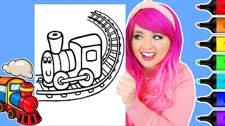 Coloring a Cute Train Coloring Page Ohuhu Art Markers