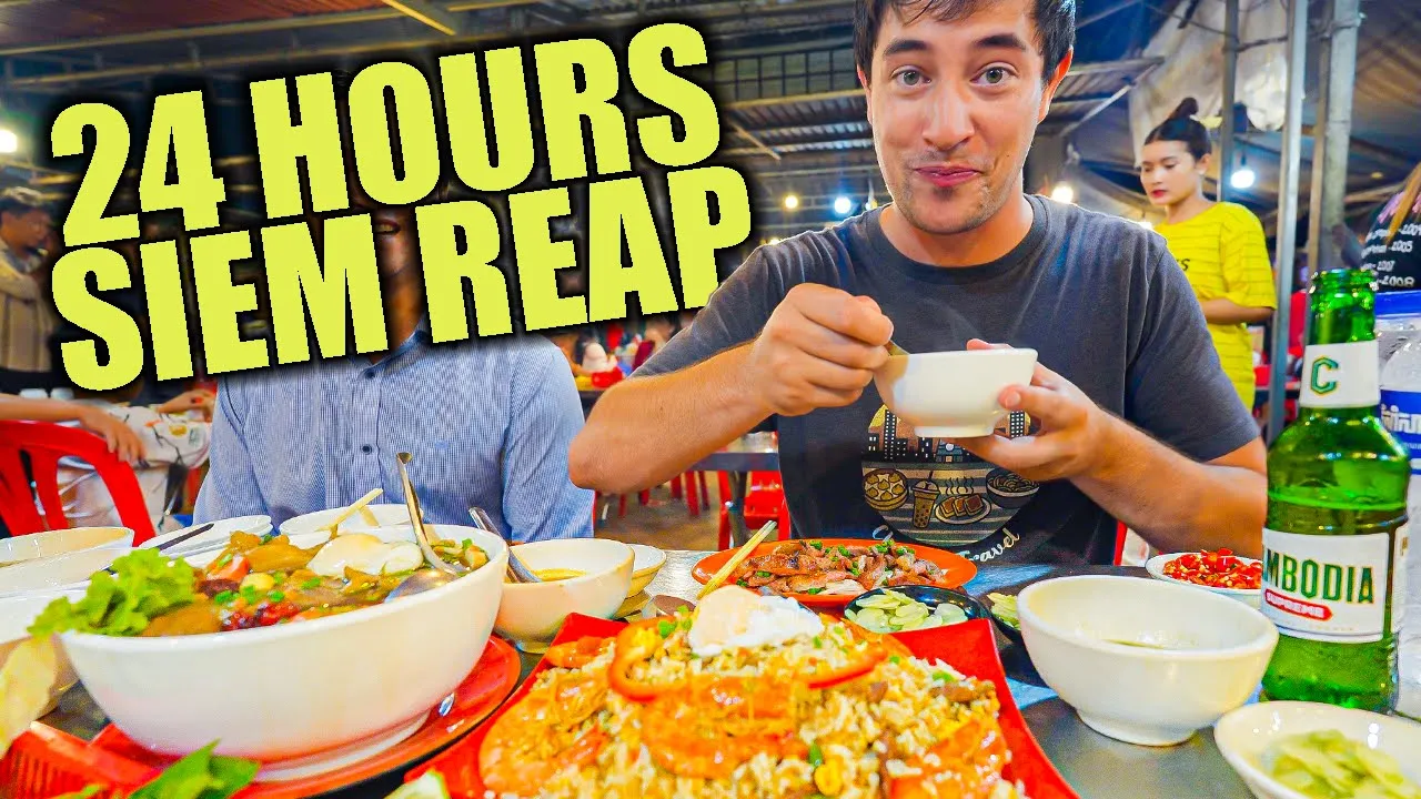 24 Hours of CAMBODIAN STREET FOOD in Siem Reap 🇰🇭 Khmer Steakhouse + Lort Cha in Cambodia!