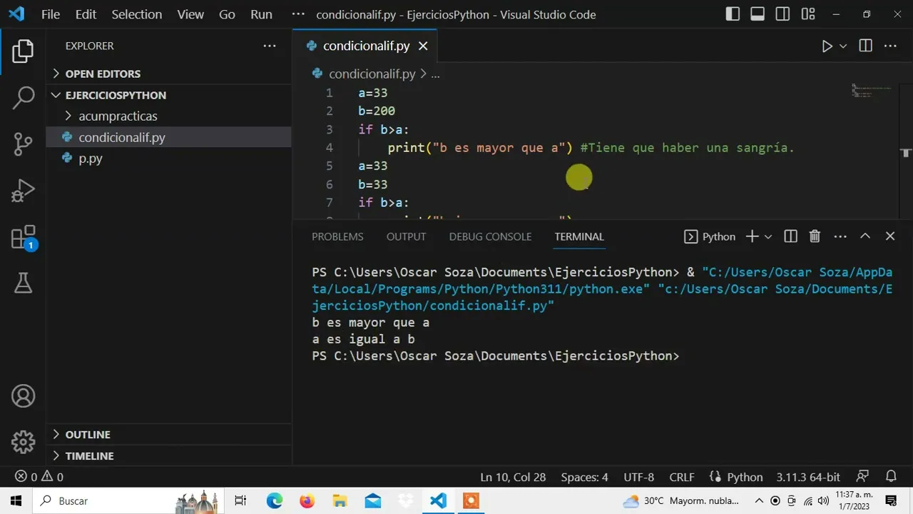 Curso de Programacion Python desde Cero Condicional IF Video 01